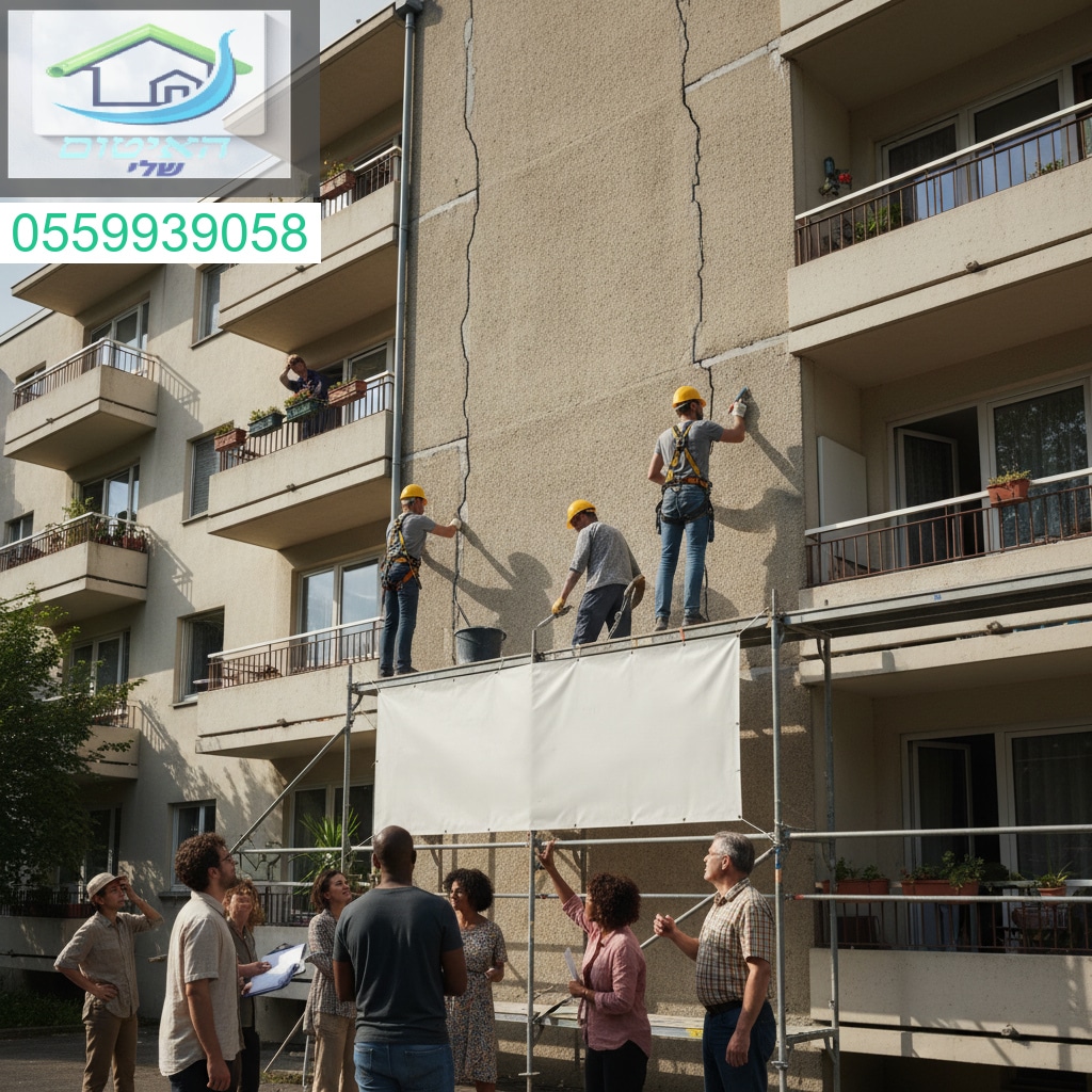 איטום סדקים חיצוניים חיוני לבטיחות ושמירת ערך הנכס מומלץ לבדוק מי מחויב בתשלום לפי תקנון הבניין וחוק המקרקעין