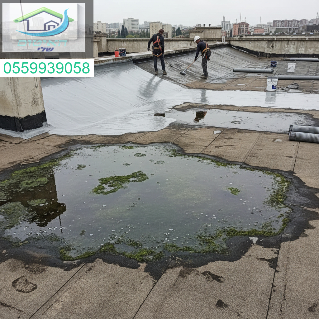 פתרונות איטום מתקדמים לגגות שטוחים עם שיפועים בעייתיים ומים עומדים לצורך מניעת נזילות ושמירה על מבנה יבש לאורך זמן