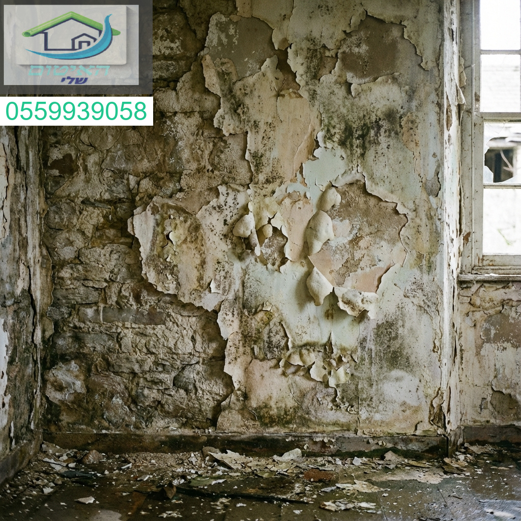 מראה הקיר המקולף מעיד על רטיבות עמוקה יש לטפל מיד באופן יסודי.
