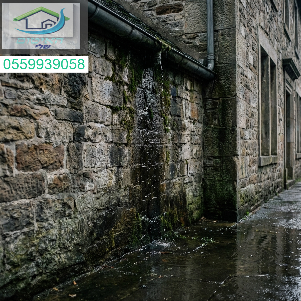 קירות אבן ספוגי גשם חושפים רטיבות עמוקה המחייבת אבחון וטיפול מקצועי לשמירה על ערך הנכס.