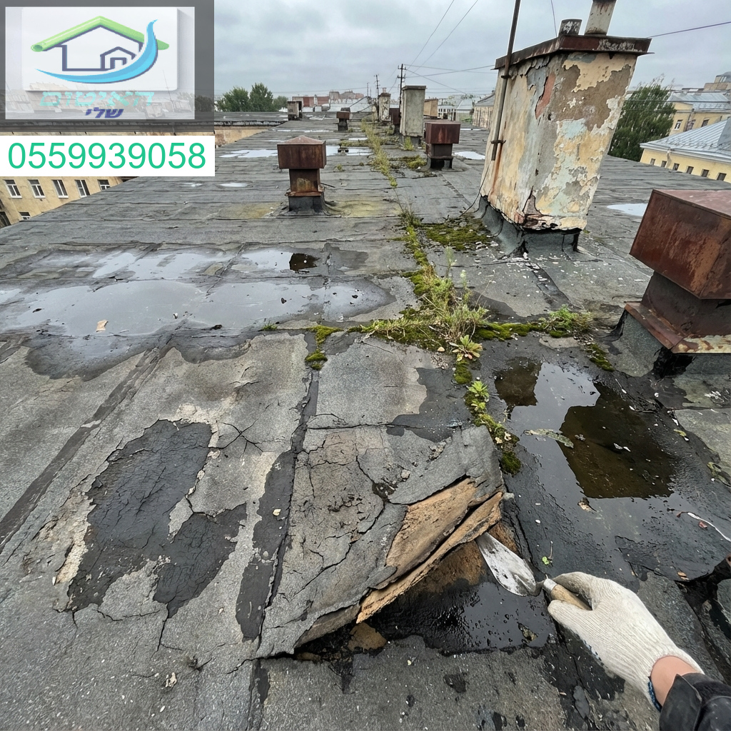 גג במצב קריטי מחייב איטום מחודש ומקצועי לשמירה על ערך וביטחון ביתכם.