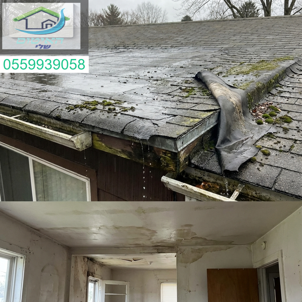 נזילות מהגג ורטיבות בתקרה דורשות איטום גג מקצועי ודחוף.