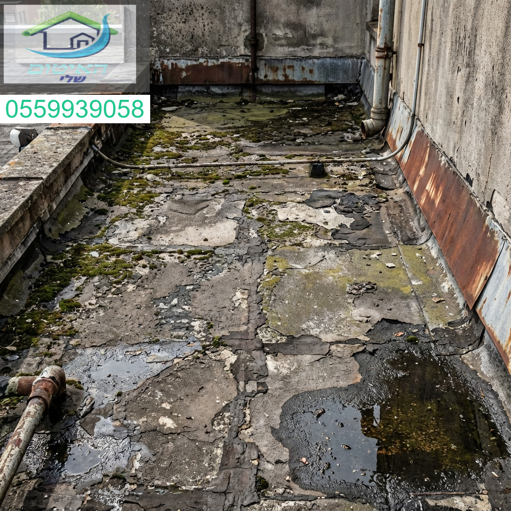 שלוליות ירוקת ורטיבות בגג סימן מובהק לצורך מיידי באיטום מקצועי ואיכותי.