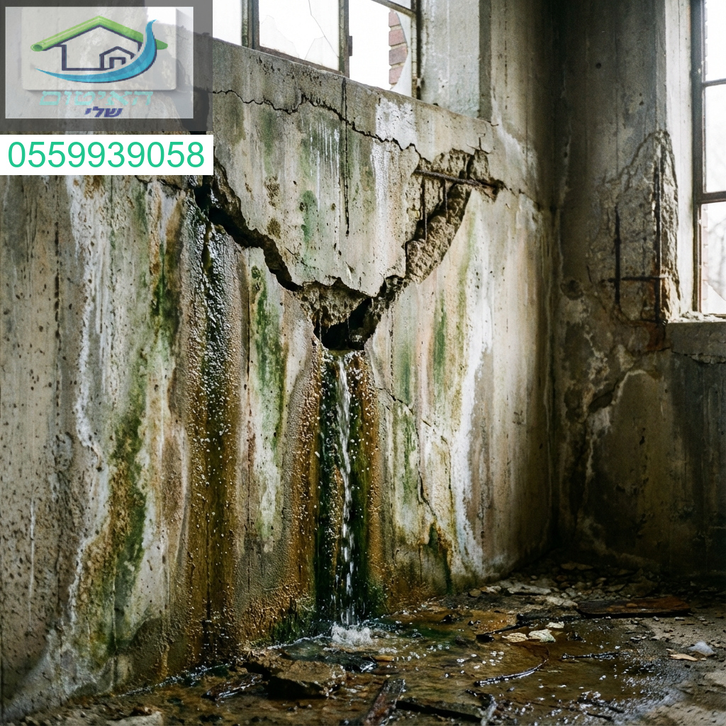 סדקים בקיר המזילים מים הם קריאת השכמה לכשל איטום חמור הדורש פתרון מקצועי מיידי.